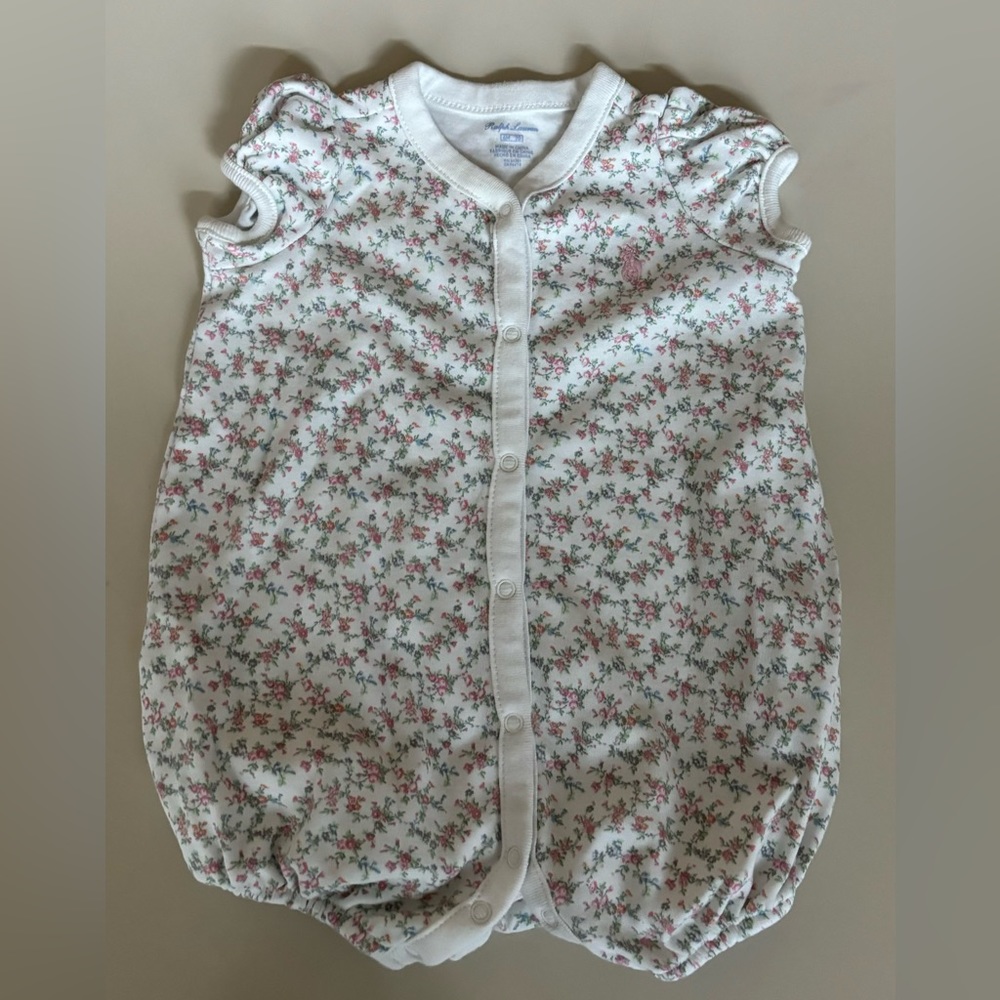 Ralph Lauren Baby Girls Floral Bubble Shortall 6 months